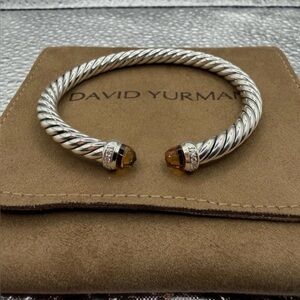 David Yurman Sterling Silver 6MM
Cable Flex Bracelet With Citrine and Diamonds